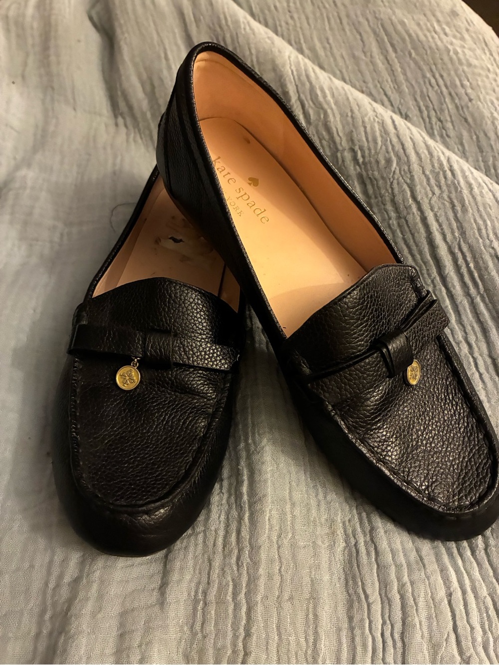kate spade Black Leather Penny Loafers 8.5